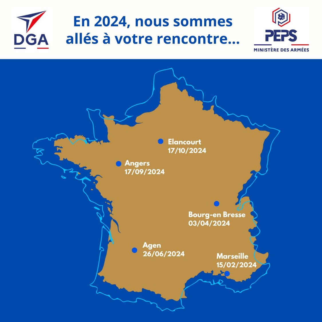 carte de France des DGA PME Tour en 2024